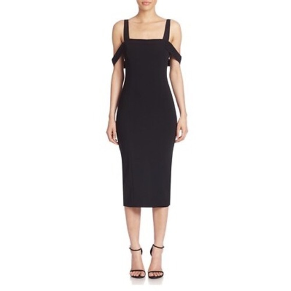 Cinq a Sept Sheath Nova Cold Shoulder Bodycon Dress Women Size 4 Black